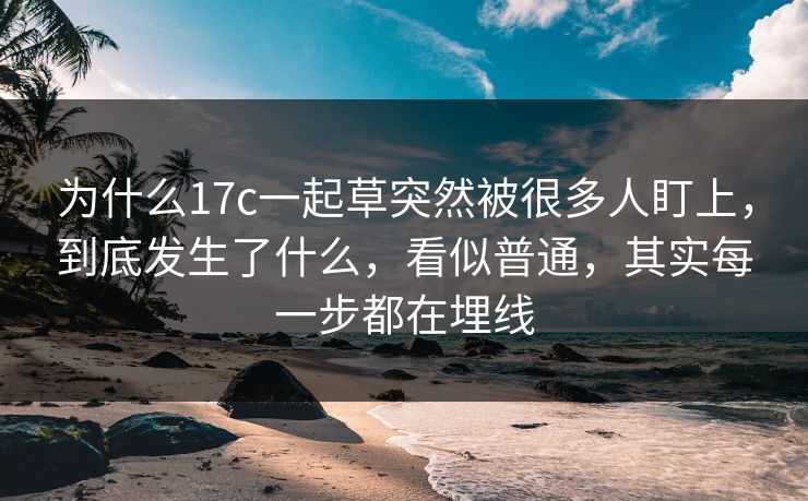 为什么17c一起草突然被很多人盯上，到底发生了什么，看似普通，其实每一步都在埋线