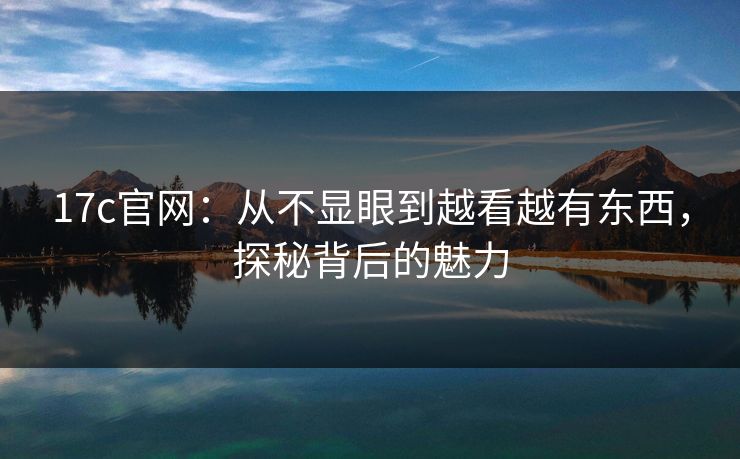 17c官网：从不显眼到越看越有东西，探秘背后的魅力
